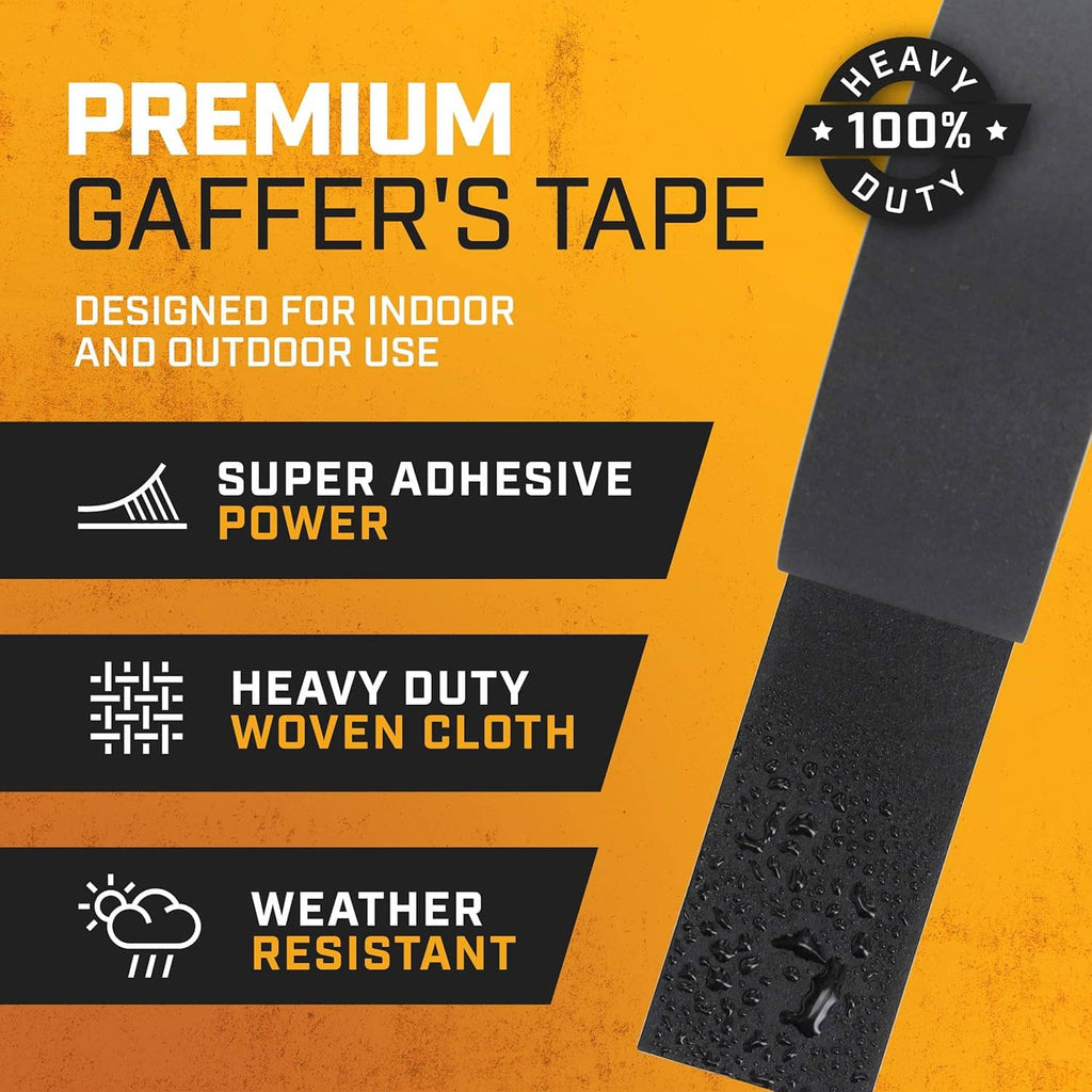 Black gaffer tape roll with gray backing, matte cloth surface