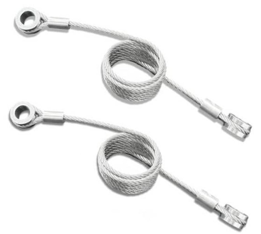 Braided steel hood restraint cable with two ring eyelets and metal end clips