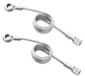Braided steel hood restraint cable with two ring eyelets and metal end clips