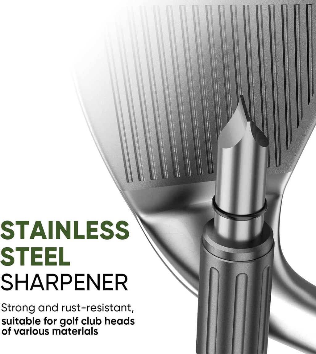 Stainless steel golf club groove sharpener tool with cylindrical handle, metal body