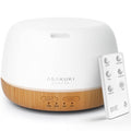 ASAKUKI essential oil diffuser: white top, wood base, with control remote