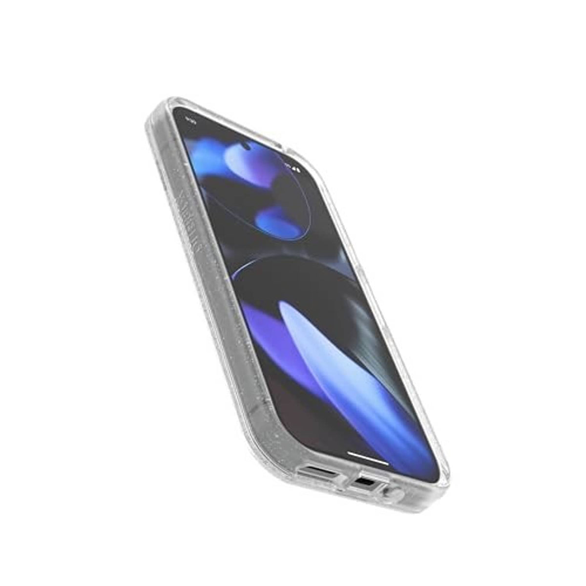 Clear glitter slim phone case with side openings for ports and buttons