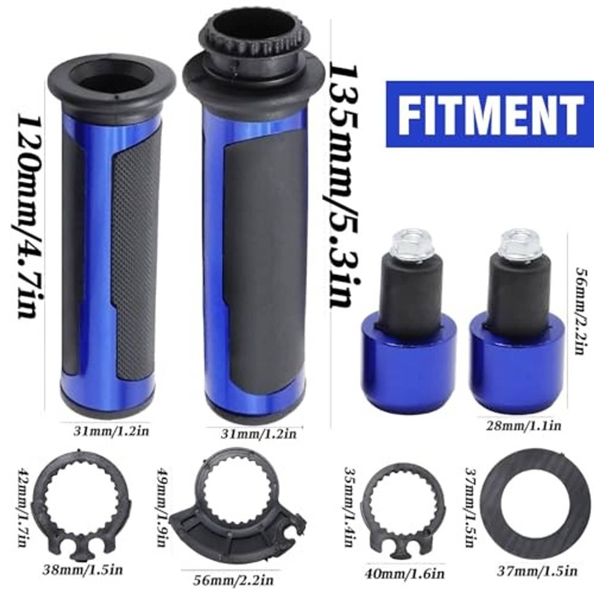 Motorcycle brake lever master cylinder kit with blue aluminum levers and black reservoirs