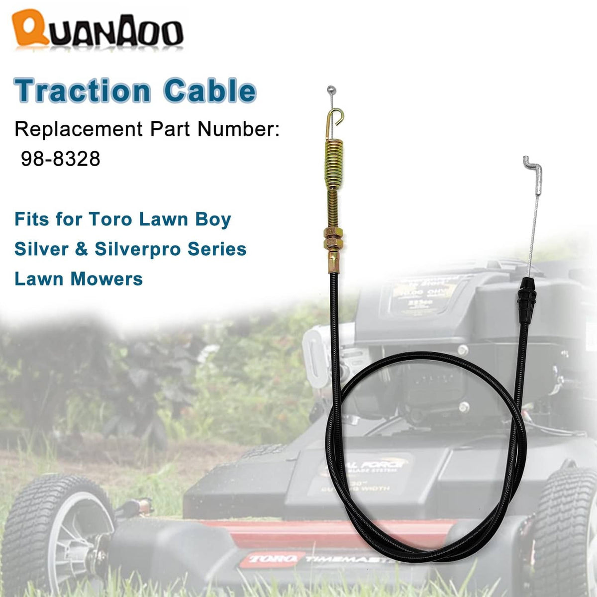 Black traction cable assembly with spring actuator and J-hook ends