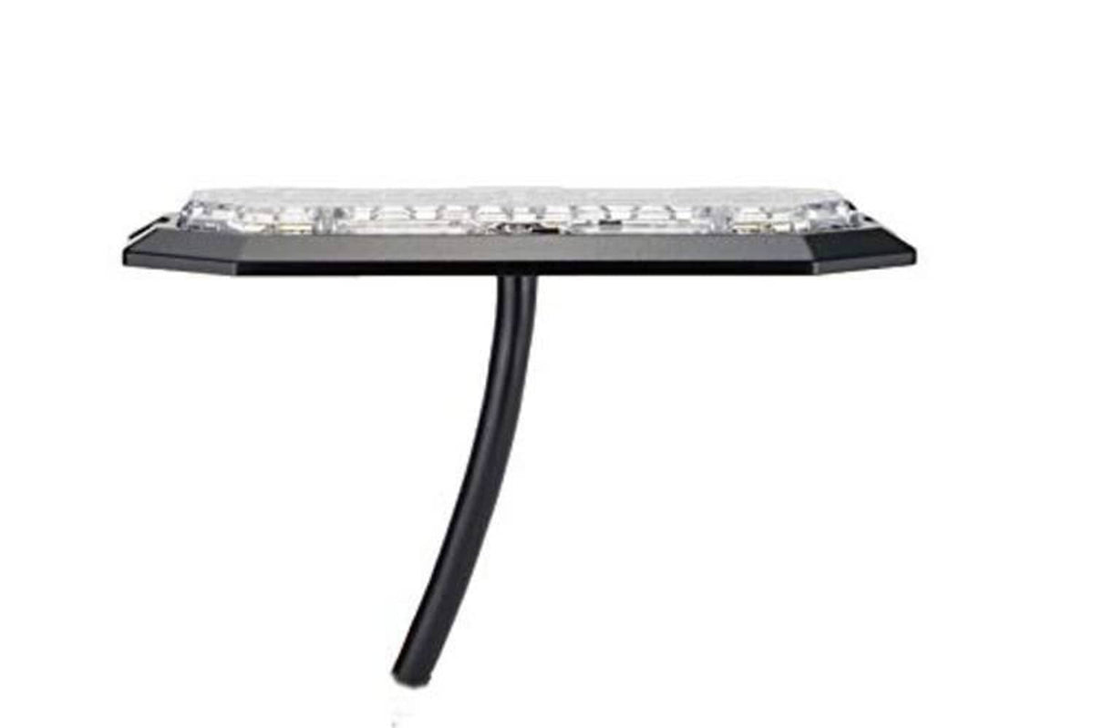 LED strobe warning light bar with clear lens, black base, and power cable