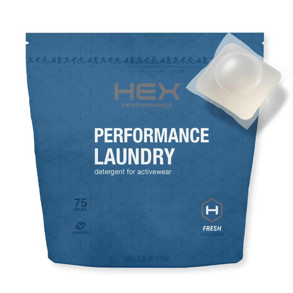 HEX Performance laundry detergent pouch with single white detergent pack pod