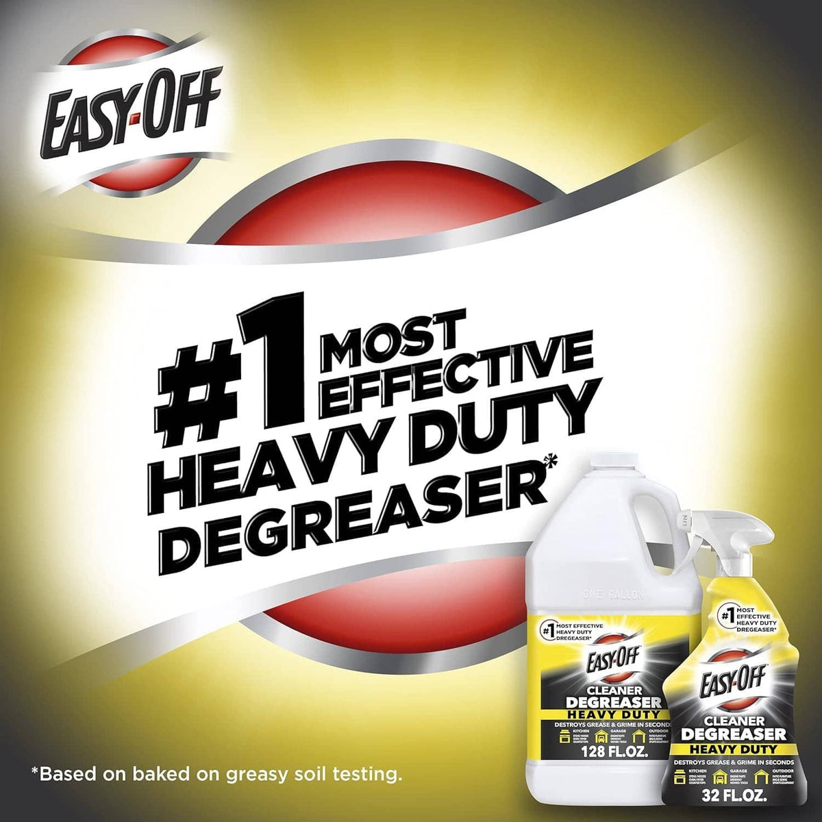 Heavy duty degreaser cleaner spray bottle with white trigger and black/yellow label