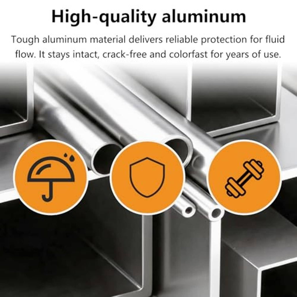 Aluminum brake bleeder tube set with check valve and protective metal housings