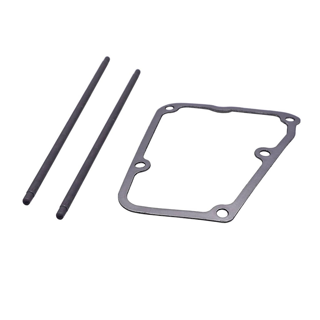 Valve cover gasket kit with two push rods and rectangular gasket plate, metal