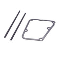 Valve cover gasket kit with two push rods and rectangular gasket plate, metal