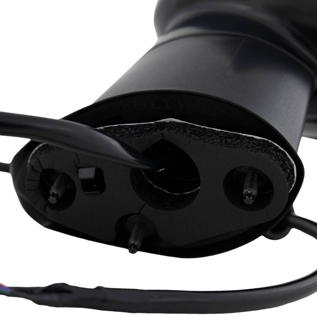 Heated passenger side mirror housing with screw holes and connector area