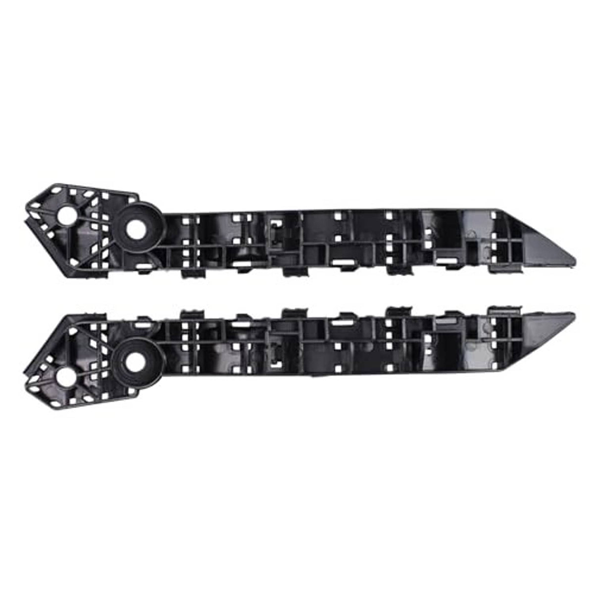 Pair of black fender bracket mounts with circular hole sections and cross-bracing