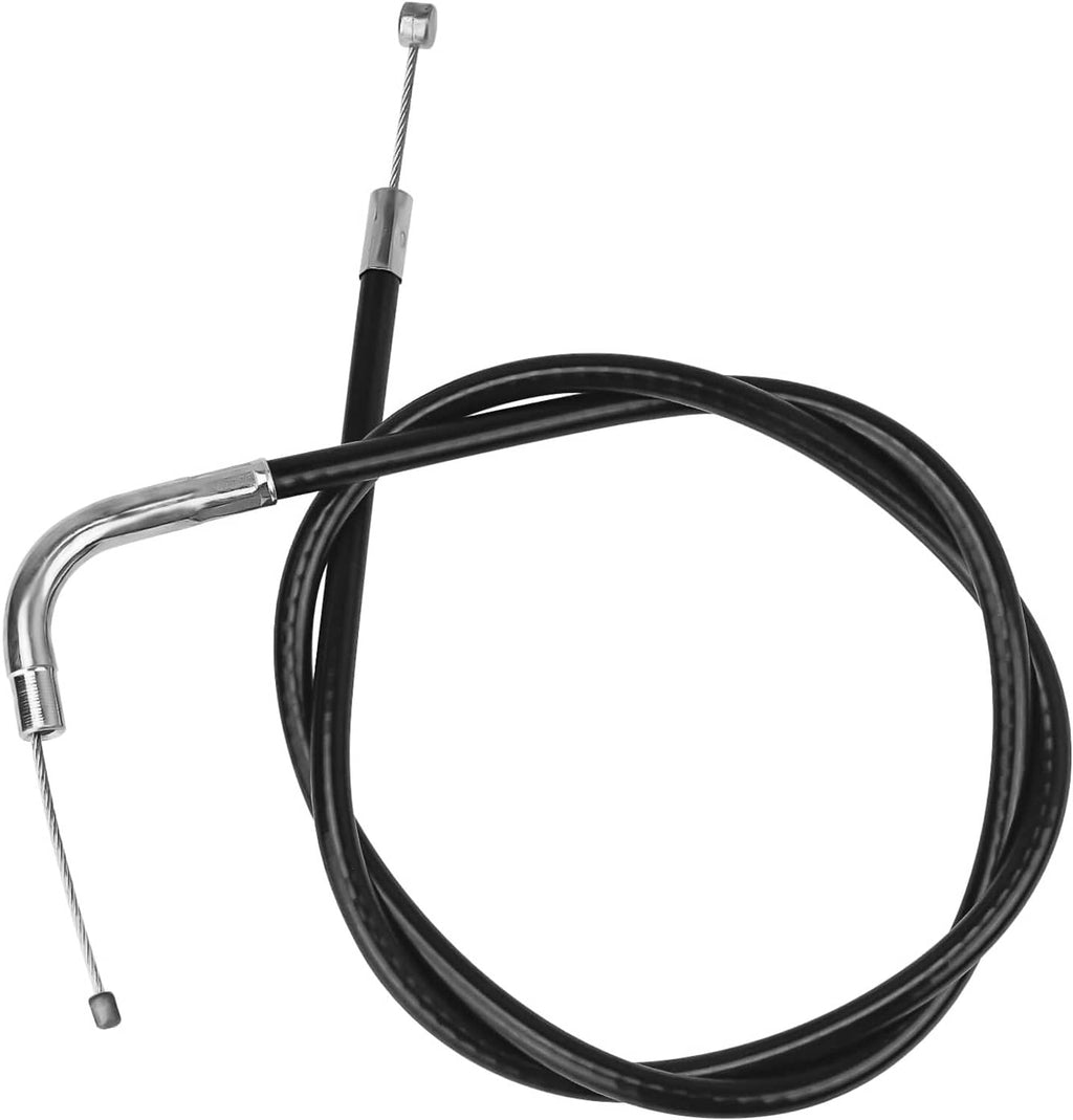 Throttle cable assembly with black conduit loop and silver metal end fittings
