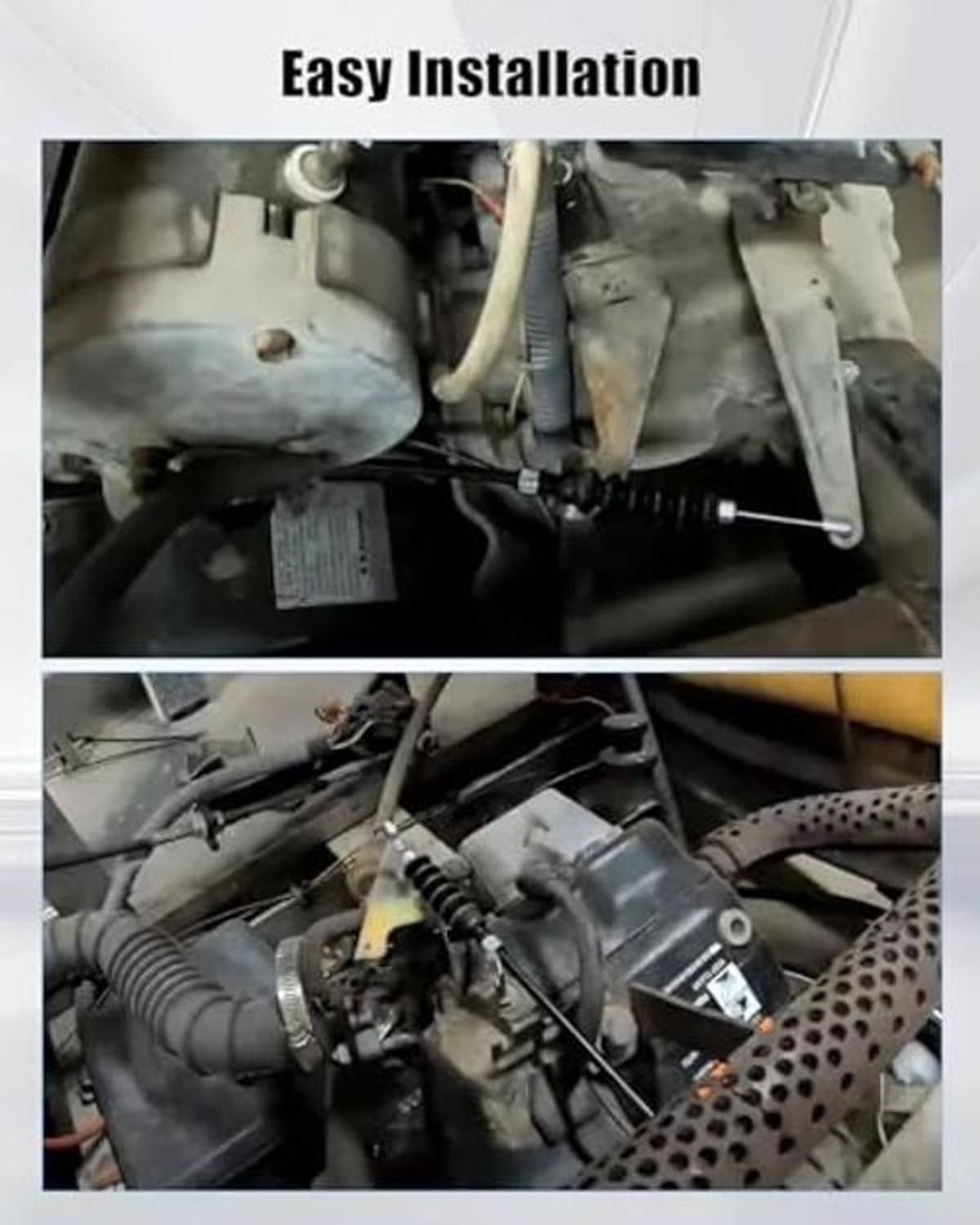 Transmission shift cable installation photos showing cable and connector routing