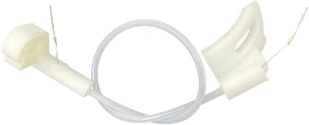 Gear shift indicator cable with two white clip ends and coiled wire loop