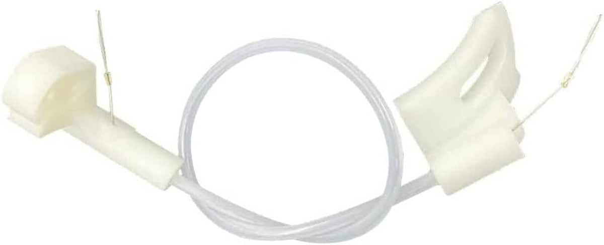 Gear shift indicator cable with two white clip ends and coiled wire loop