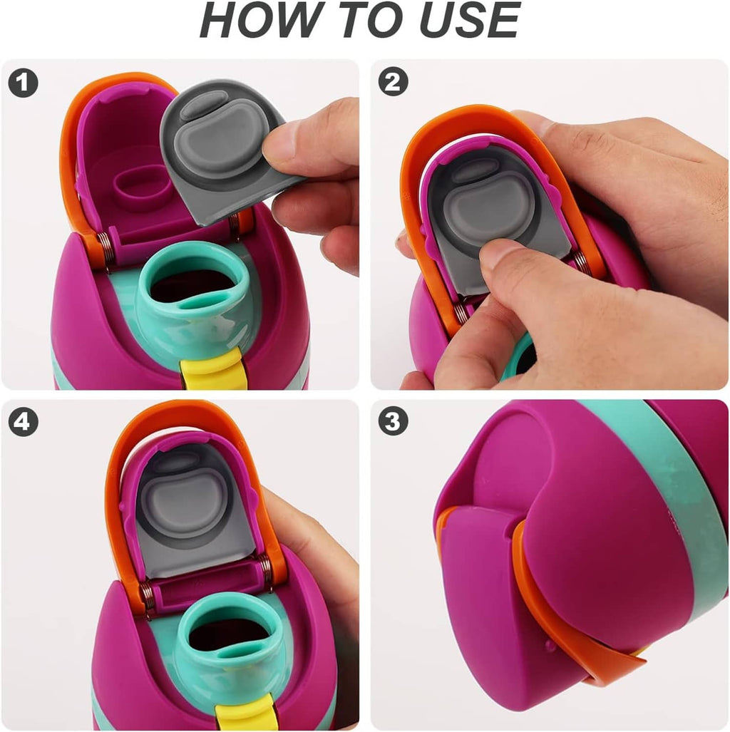 Hands installing a gray silicone stopper into a colorful bottle lid opening