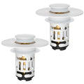 White pop-up bathroom sink drain strainer, two-pack with metal basket and gold core