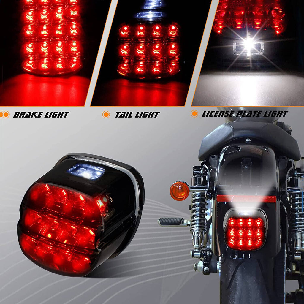 LED tail light showing red brake illumination with multiple LED dots