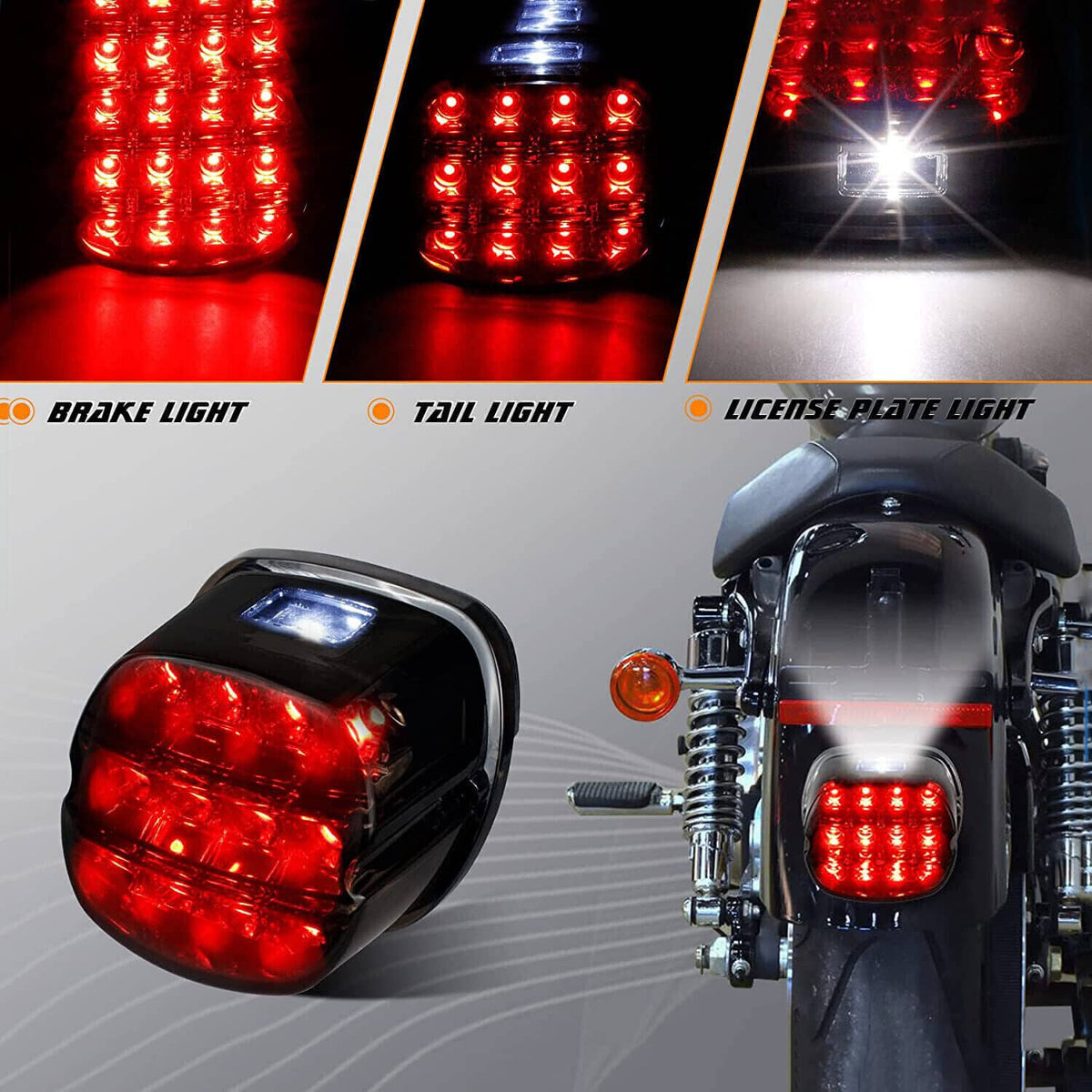 LED tail light showing red brake illumination with multiple LED dots