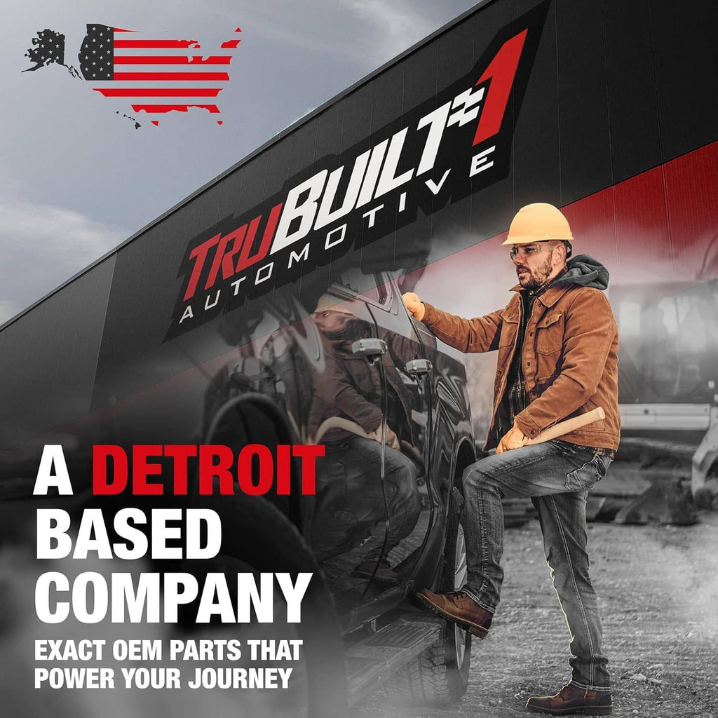 TRUBUILT Automotive promotional graphic for exterior door handle replacement