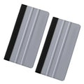 Pair felt squeegee vinyl wrap tools with gray ribbed pads and black grip edges