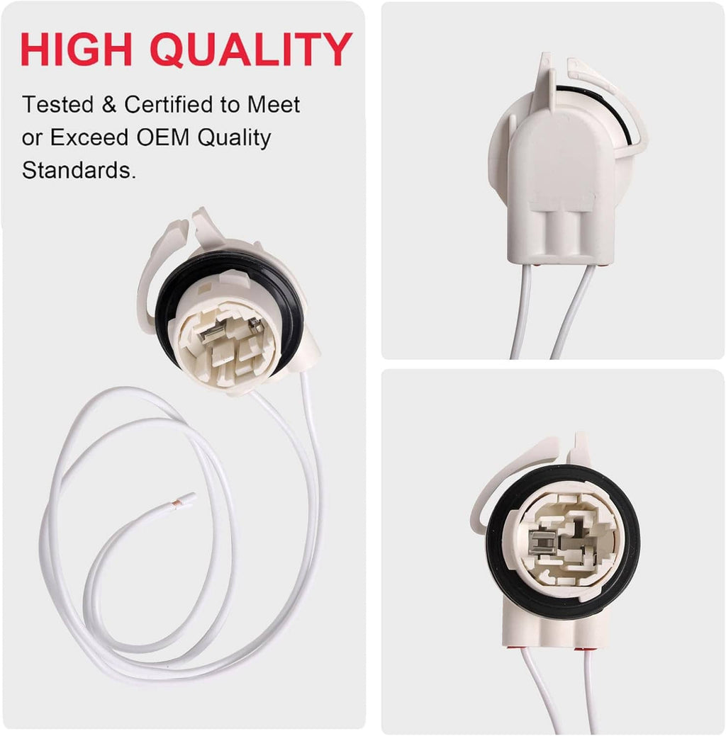 Light socket wire harness pigtail repair kit with circular socket and white wire leads