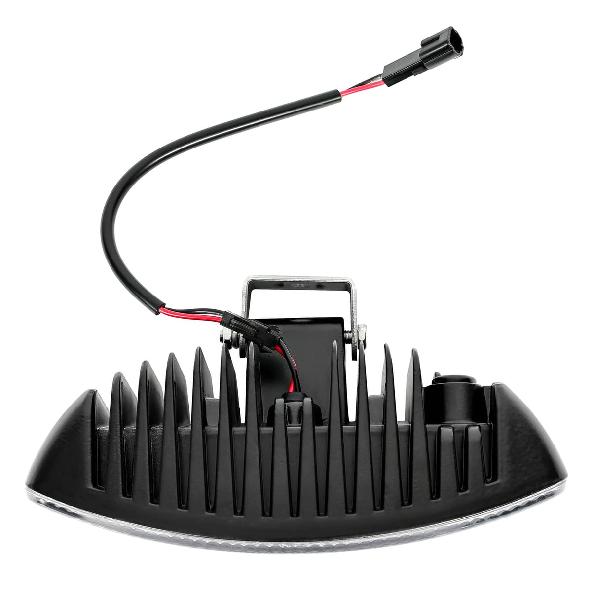 LED cab roof marker light with black base, clear lens, lead wire with plug