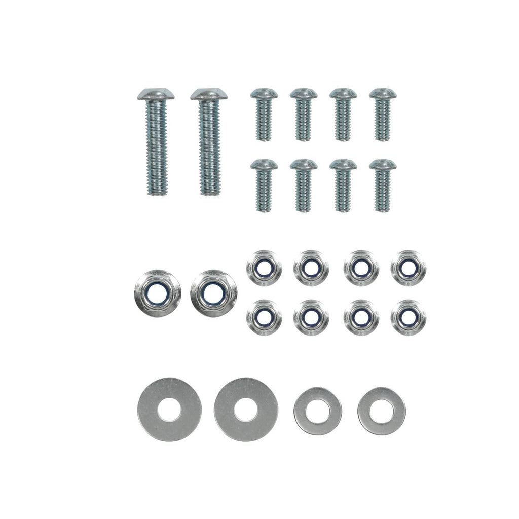 Assorted screws, nuts, and washers for installing a rear sliding windshield window