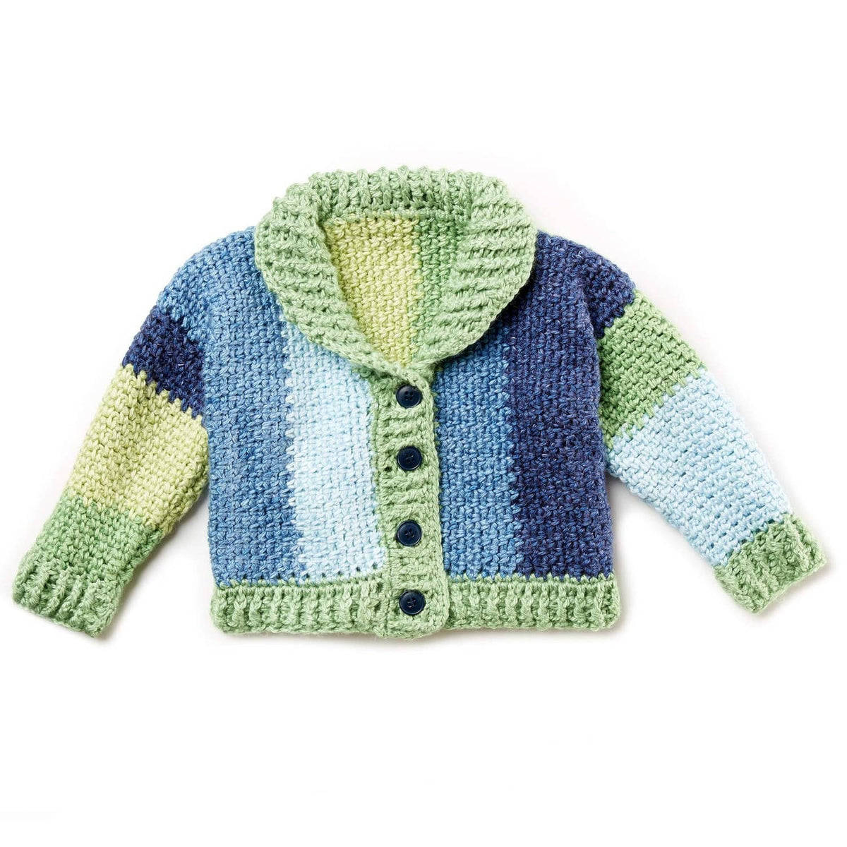 Multicolor striped baby knit cardigan with button front and ribbed trim