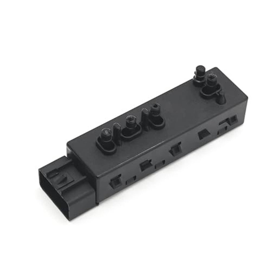 Black power seat control switch module with four button caps and long wiring opening