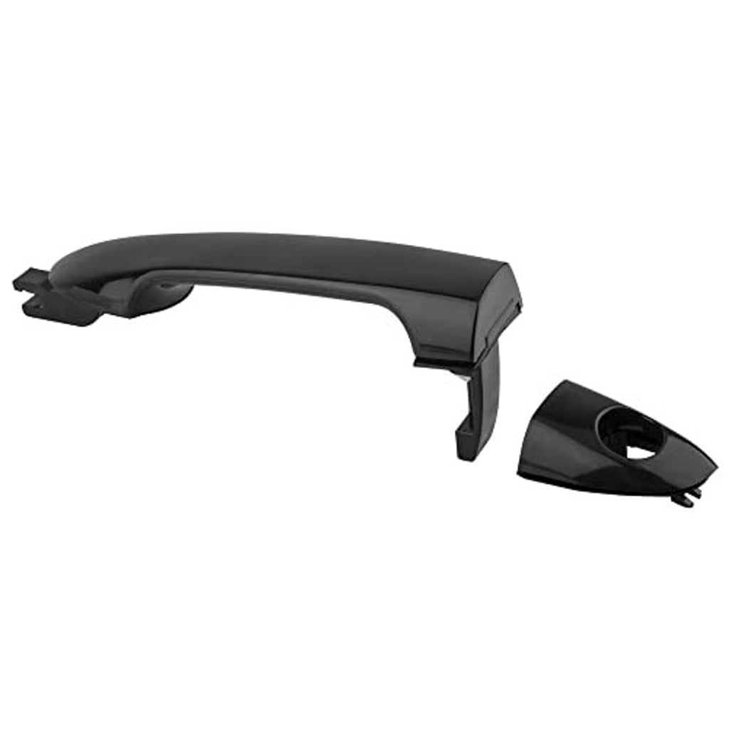 Black exterior door handle kit: handle and trim cover, front left driver side