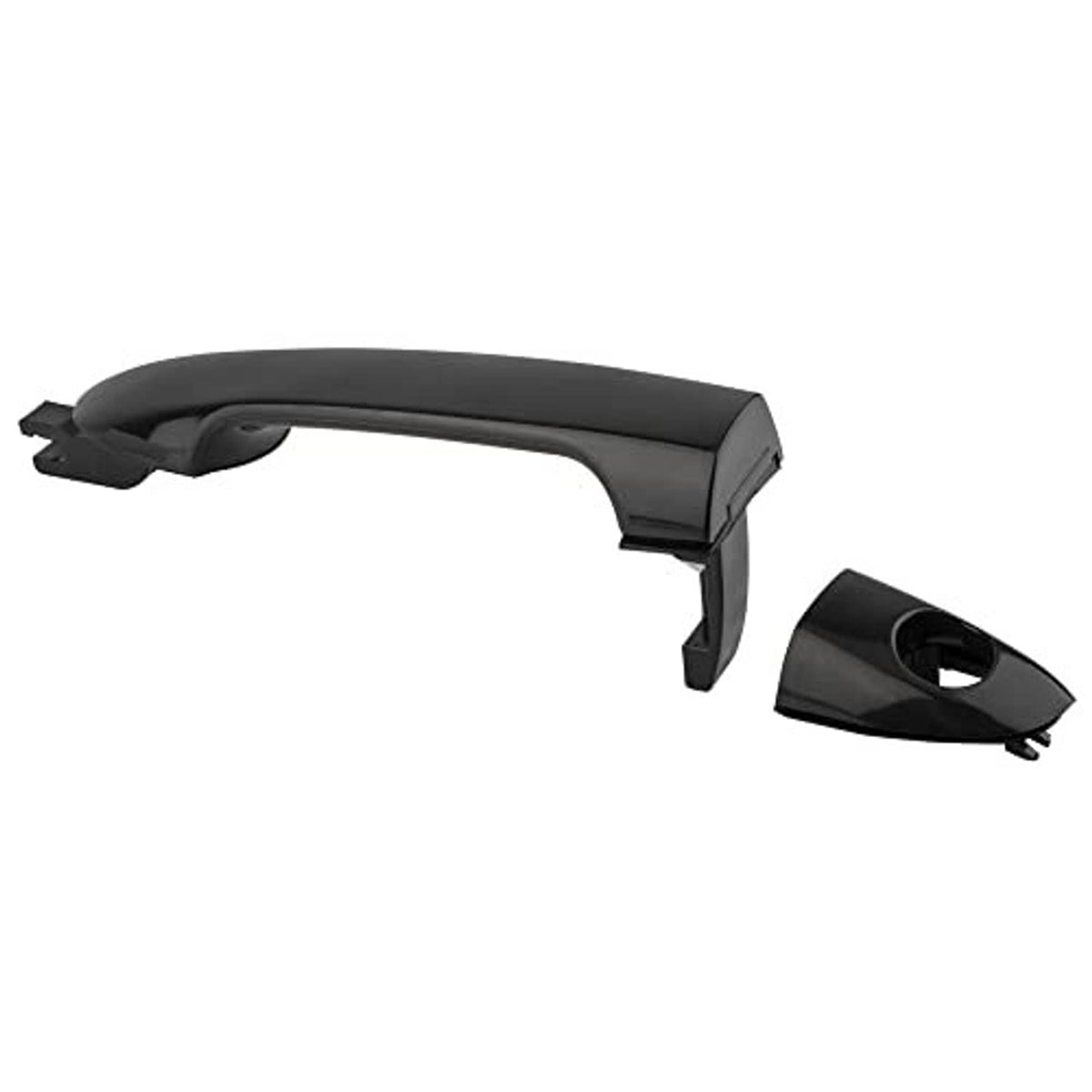 Black exterior door handle kit: handle and trim cover, front left driver side