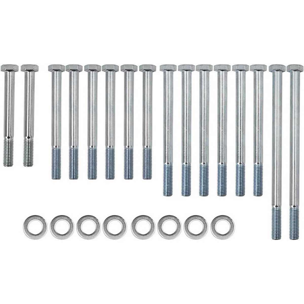 Silver mounting bolts and circular washers hardware set