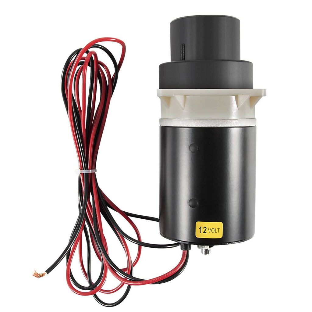 12V marine toilet pump assembly kit with black motor cylinder and red/black power wire