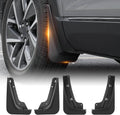 Set of four black front and rear car splash guards with mounting holes