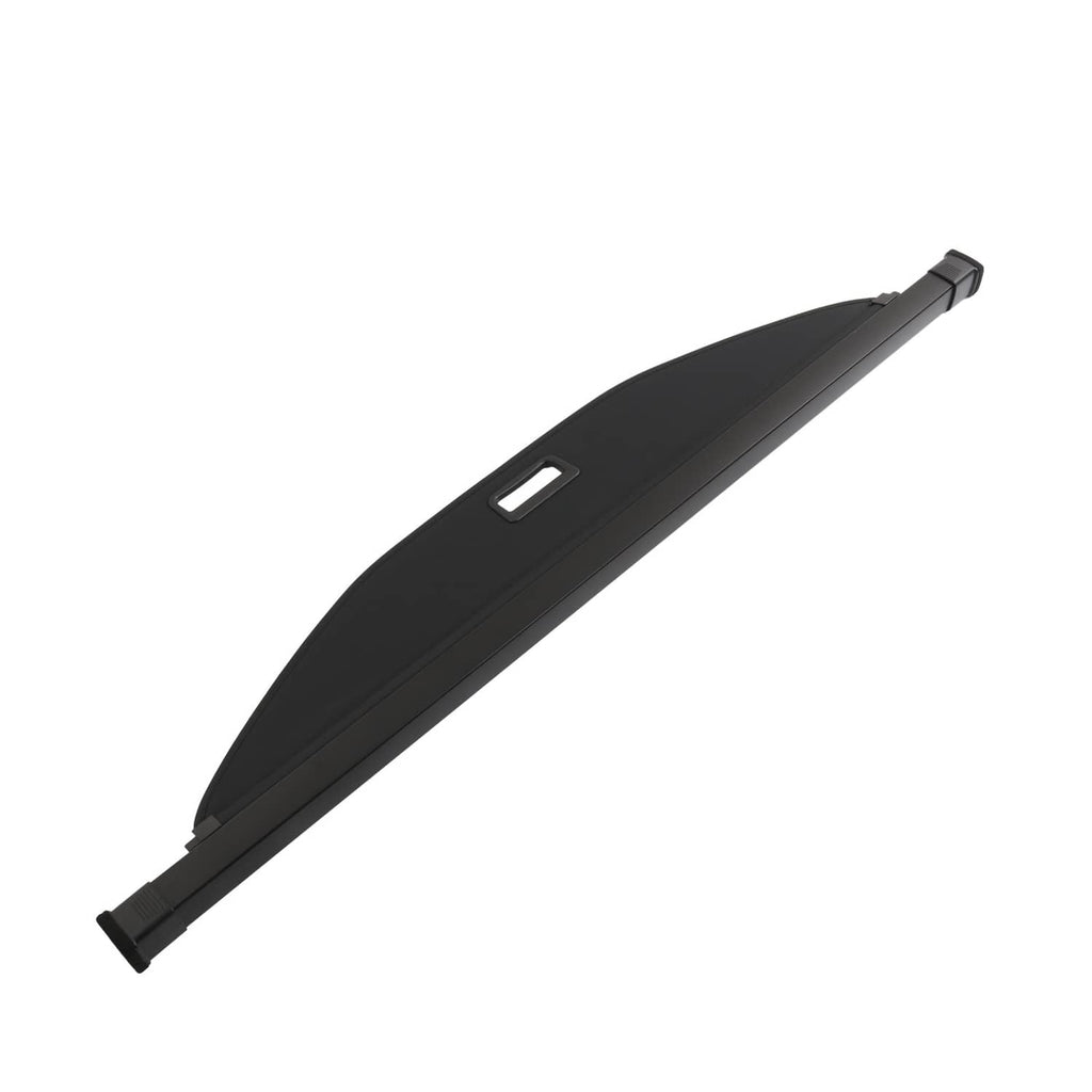 Retractable cargo cover luggage shade, black long side profile with rectangular handle