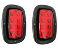 Rectangular LED taillight with red lens and black housing, for golf cart