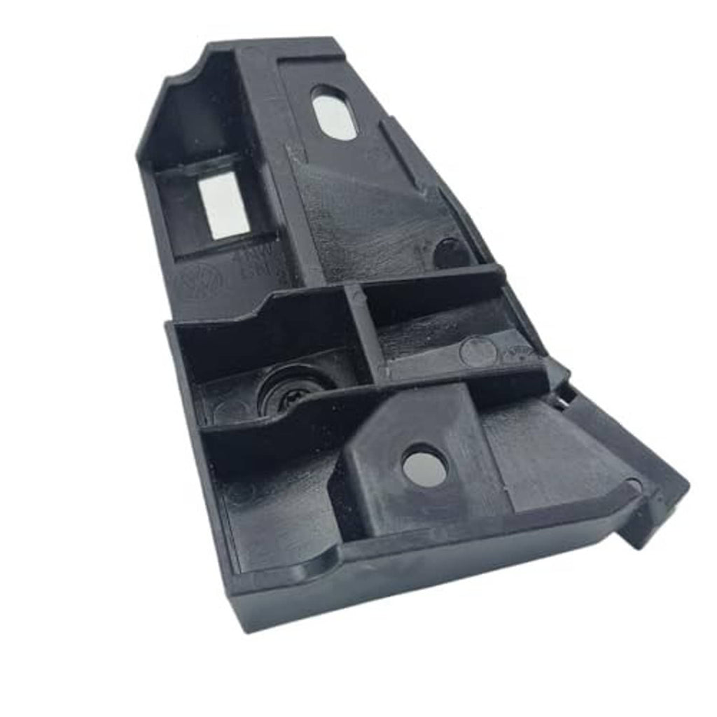 Engine hood latch release base bracket with mounting holes, dark plastic