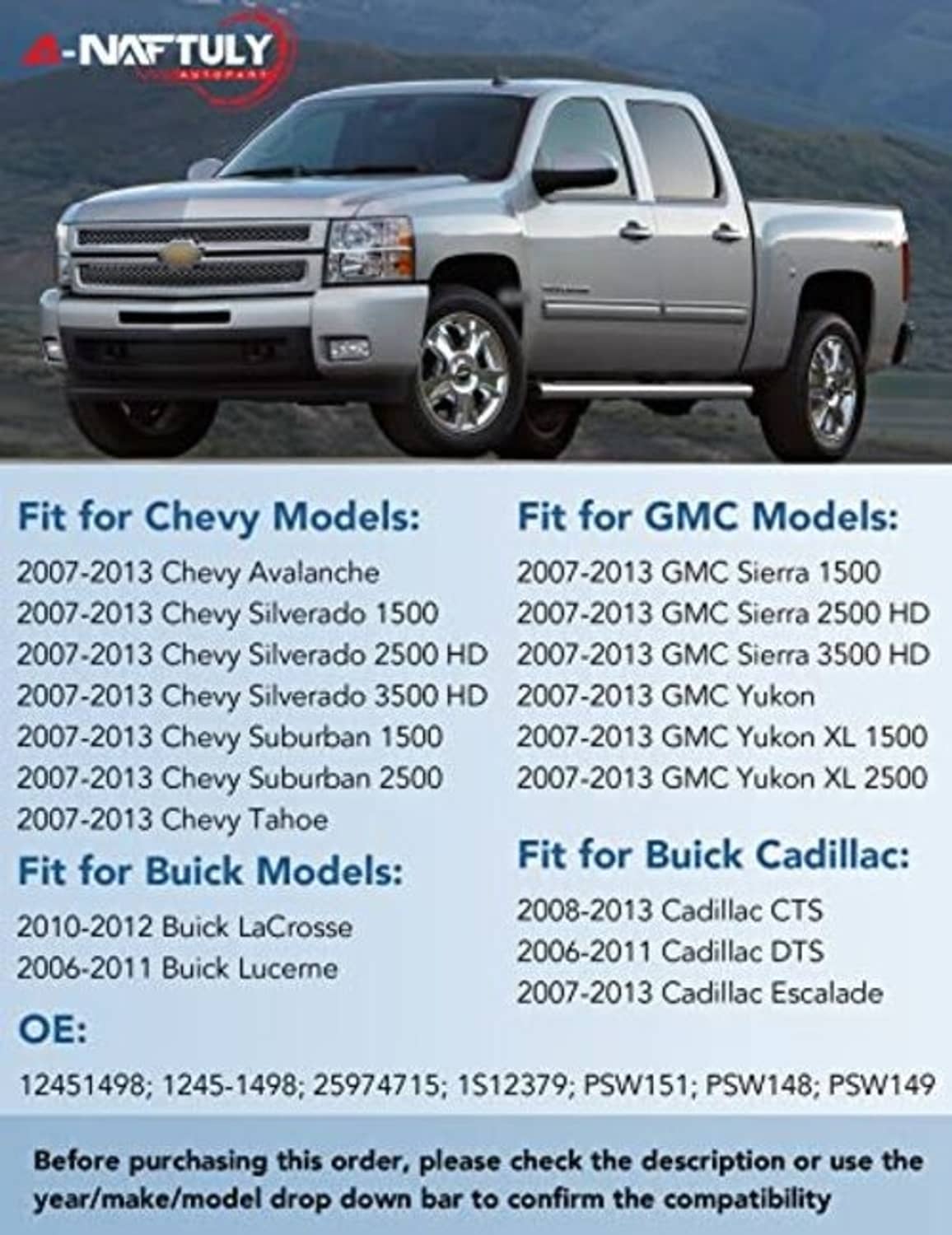 Vehicle compatibility list for power seat switch