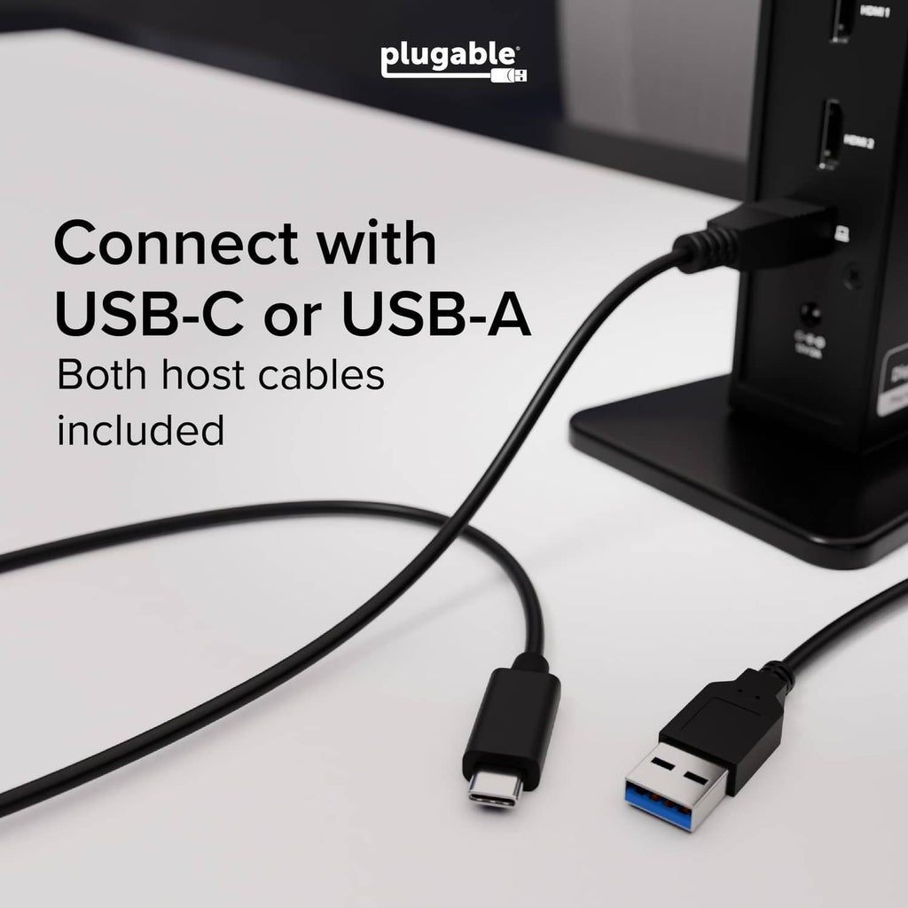 Black docking station with attached USB host cables connected