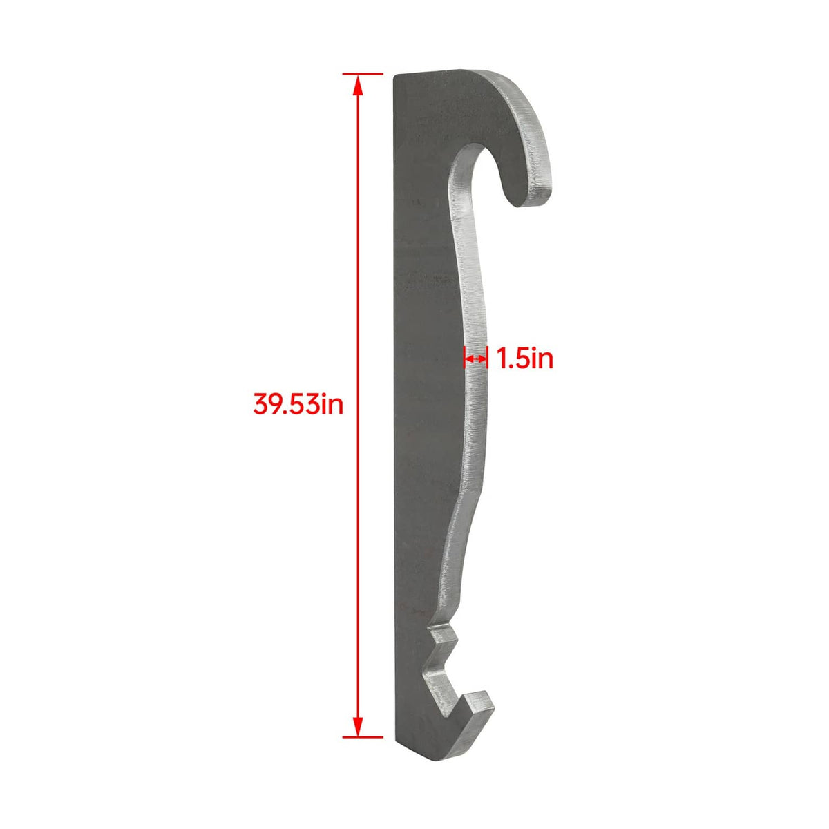 Single dark gray steel quick attach bracket with curved hook and base notch