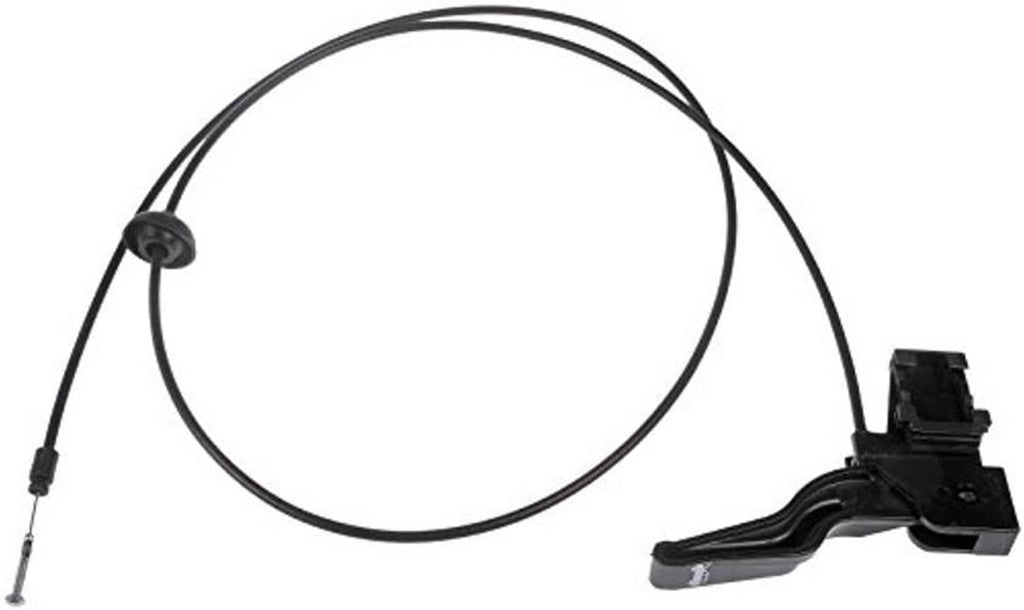 Hood release cable with black latch assembly and flexible cable with metal tip
