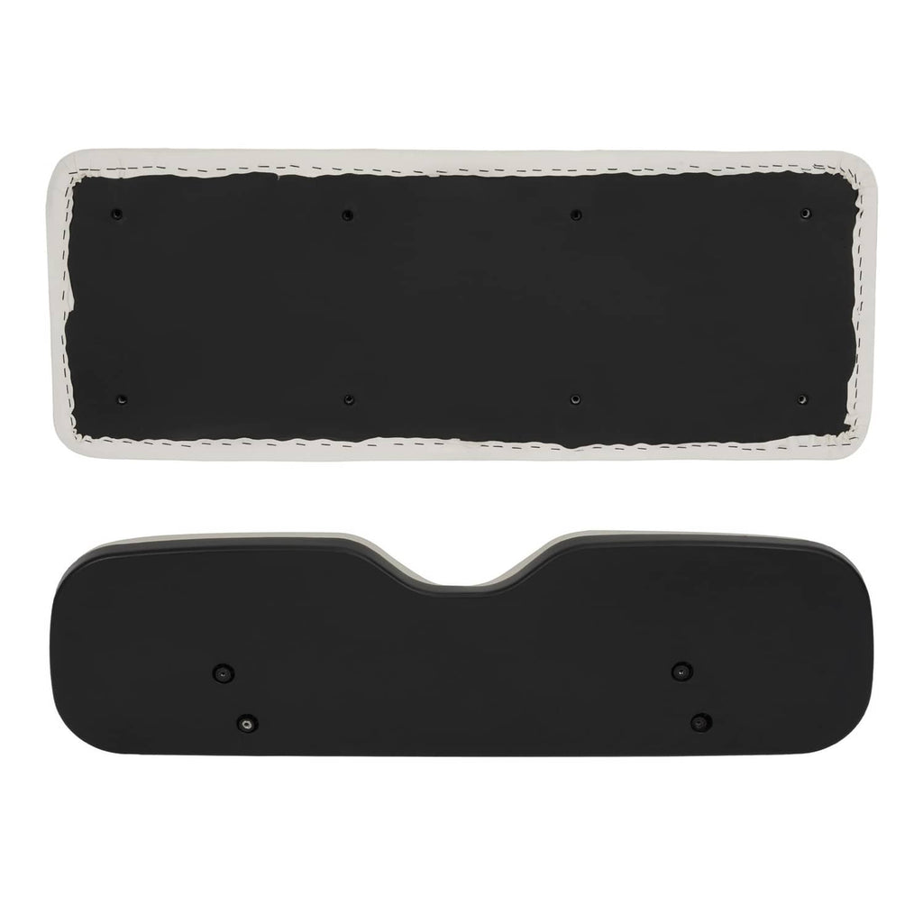 White-lined black backrest pad set with cutout center and mounting holes