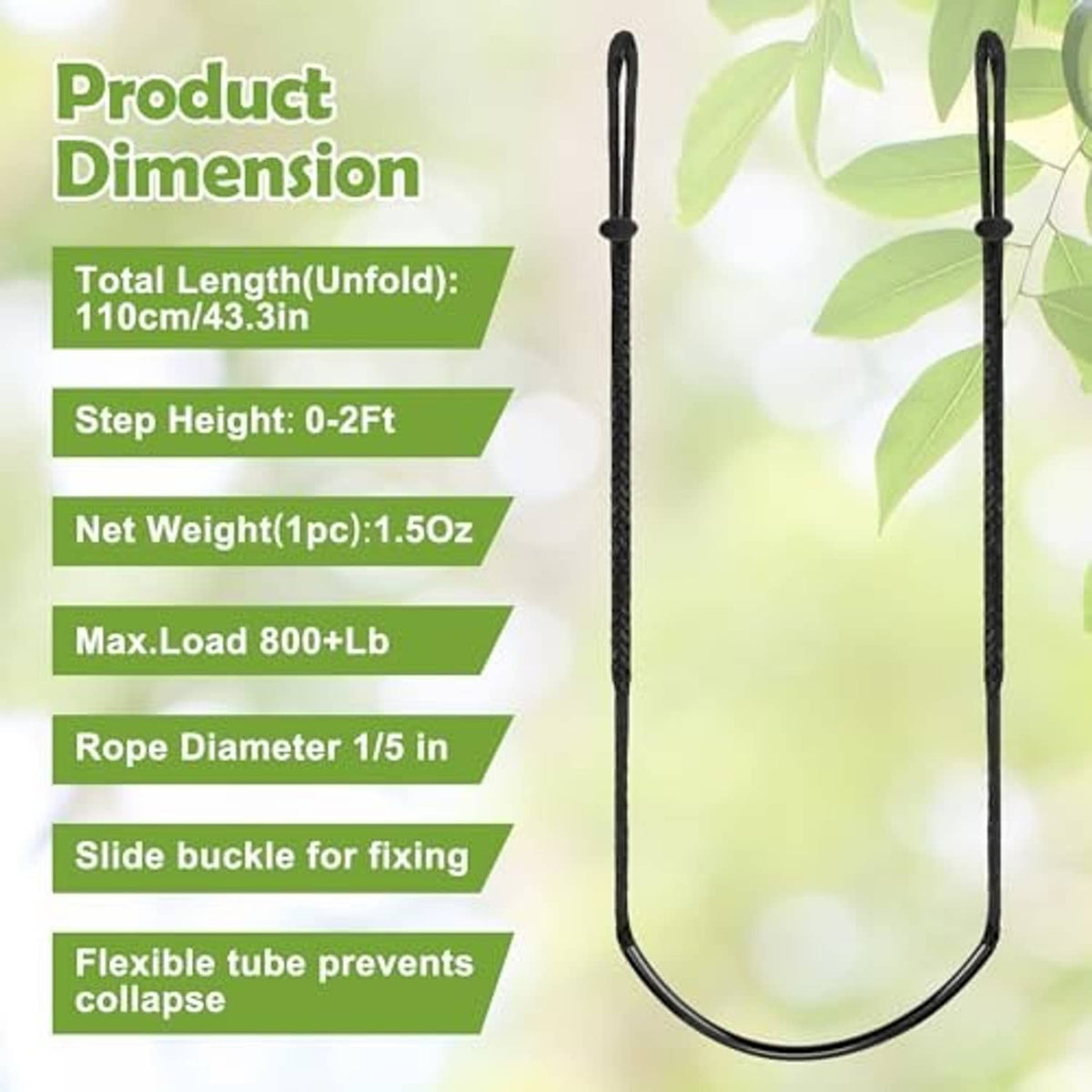 U-shaped black rope ladder loop with two vertical ends
