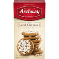 Archway soft iced oatmeal cookies box with stack of round cookies topped with white icing