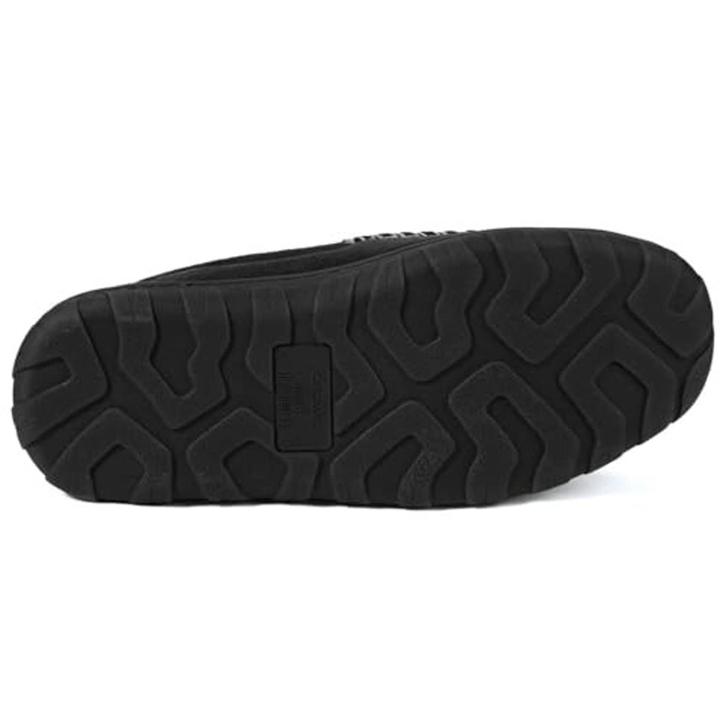Black moccasin slipper outsole with textured traction pattern