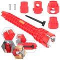 Red 14-in faucet and sink installer tool with black threaded rod and mounting inserts