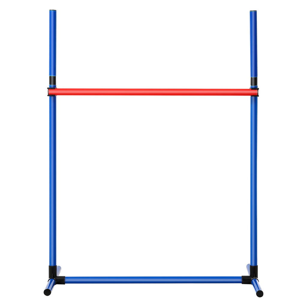 Dog agility training hurdle frame, blue poles with black base feet