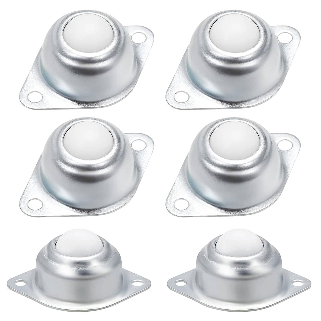 Set of ball transfer roller casters with chrome finish and mounting plates (6 pcs)